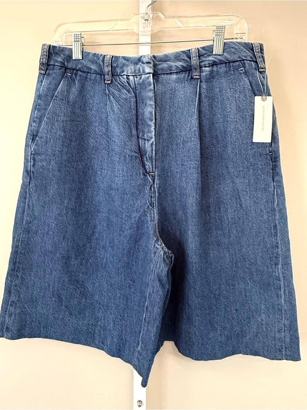 Pilcro Denim Bermuda Shorts Pleated High Rise Wide Leg NWT Size 30